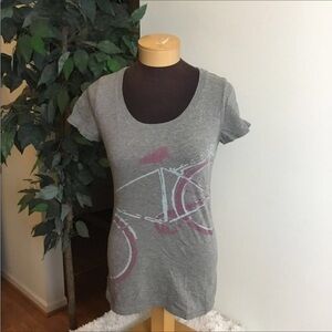 MOSSIMO short sleeve tee Womans large bicycle theme scoop neck gray purp…